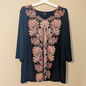 JM Collection Floral Paisley Blouse